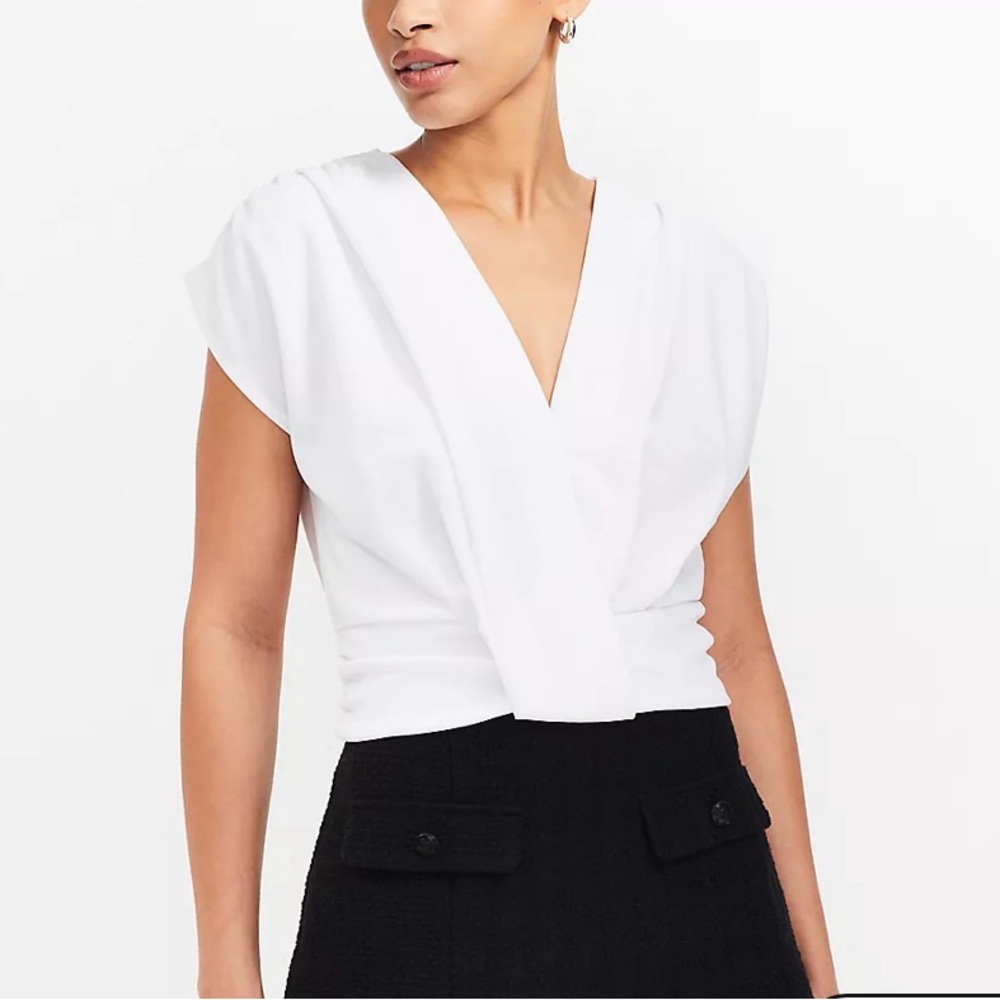 LOFT Shirred V-Neck Top